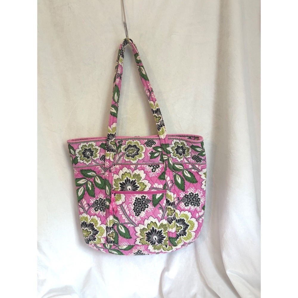 Vera Bradley Margarita Quilted Cotton Tote Bag Pink Floral Shoulder Bag - Picture 10 of 12